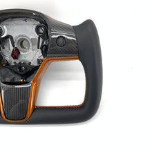 Load image into Gallery viewer, CCExcellent for tesla model3 2017-2020 carbon fiber steering wheel Orange stitching
