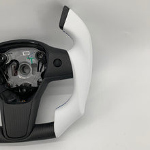 Load image into Gallery viewer, CCExcellent for tesla model 3/Y 2017-2020 carbon fiber steering wheel white smooth leather
