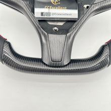 Load image into Gallery viewer, CCExcellent for tesla model s/x 2012-2021 carbon fiber steering wheel red stitching
