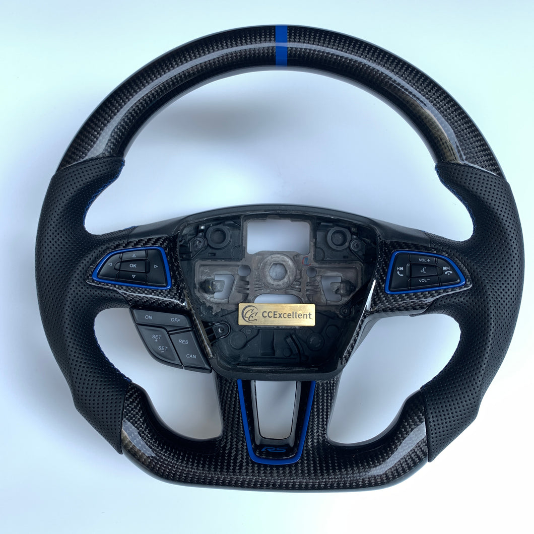 CCExcellent For Ford Focus MK3 RS/ST/SE, C-MAX /Grand C-Max, Kuga, Escape, EcoSport 2015-2021 carbon fiber steering wheel