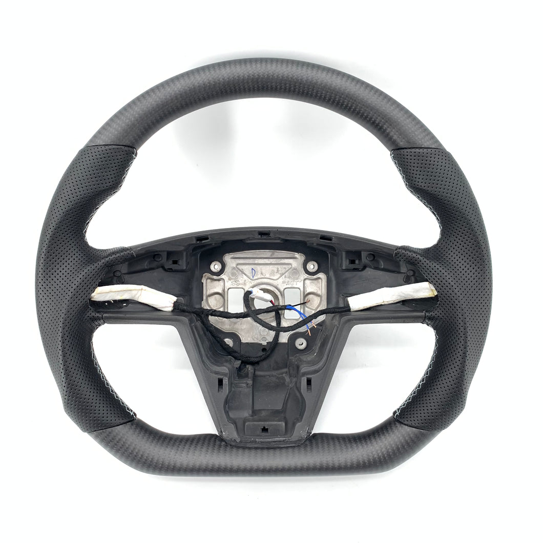 CCExcellent for tesla model s 2022+ carbon fiber steering wheel black perforated leather