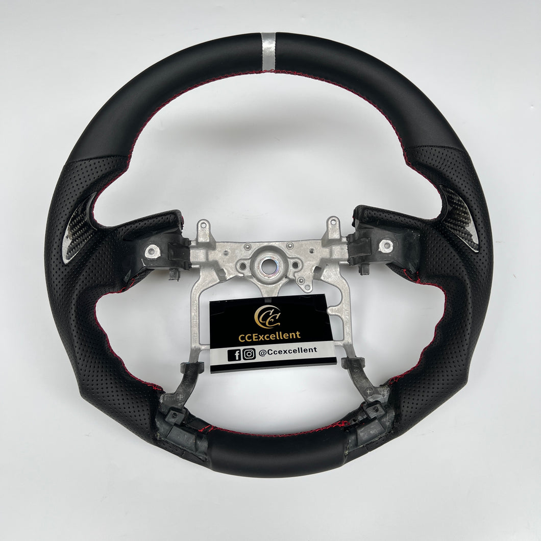 CCExcellent for Toyota Tundra  2014-2020 carbon fiber steering wheel black smooth leather top&bottom