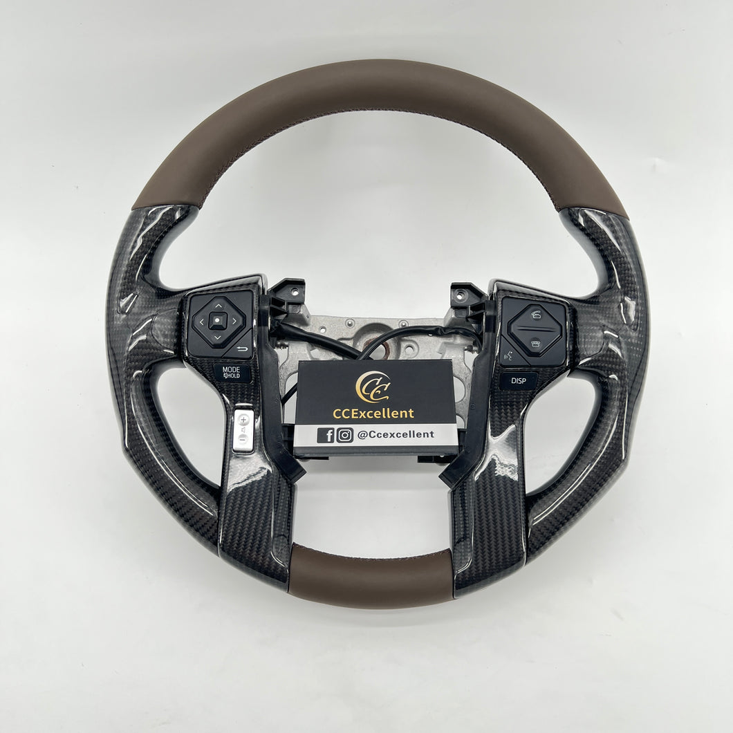 CCExcellent for Toyota Tundra  2018-2020 carbon fiber steering wheel smooth leather top & bottom