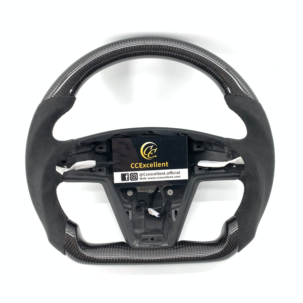 CCExcellent for tesla model s 2022+ carbon fiber steering wheel black gloss carbon fiber