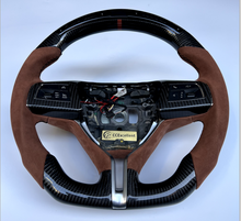 Load image into Gallery viewer, CCexcellent  For Maserati Quattroporte GTS 2013 2014 2015 2016 2017 2018 2019 carbon fiber steering wheel with brown Italian alcantara sides
