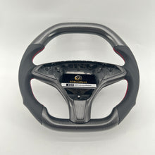 Load image into Gallery viewer, CCExcellent for tesla model s/x 2012-2021 carbon fiber steering wheel red stitching 的副本
