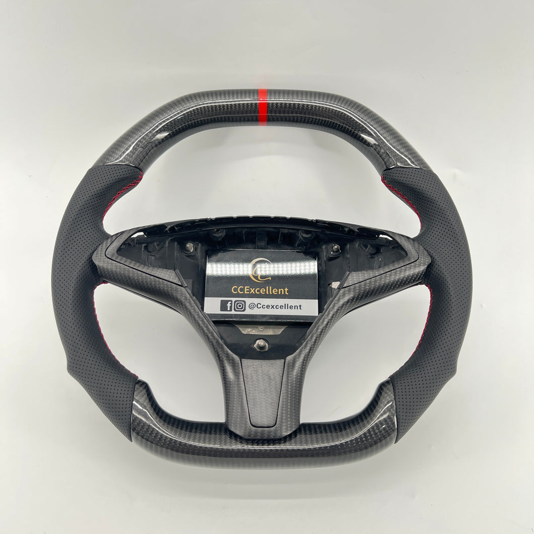 CCExcellent for tesla model s/x 2012-2021 carbon fiber steering wheel black gloss carbon fiber