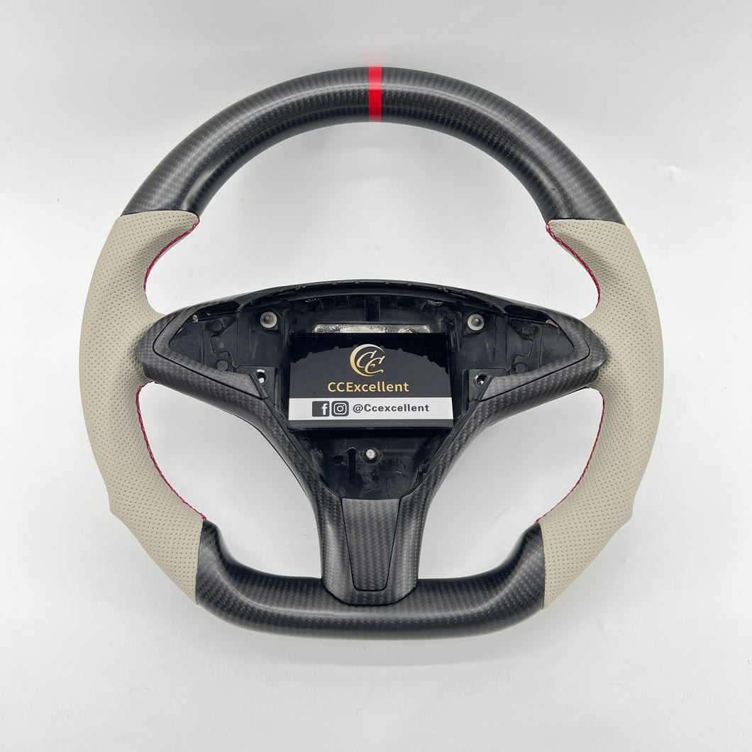 CCExcellent for tesla model s/x 2012-2021 carbon fiber steering wheel black matte carbon fiber