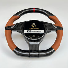 Load image into Gallery viewer, CCexcellent For Porsche Panamera 2009 2010 2011 2012 2013 2014 2015 2016 carbon fiber wheel with brown perforated leather sides
