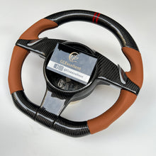 Load image into Gallery viewer, CCexcellent For Porsche Panamera 2009 2010 2011 2012 2013 2014 2015 2016 carbon fiber steering wheel with brown perforated leather sides
