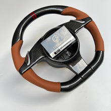 Load image into Gallery viewer, CCexcellent For Porsche Panamera 2009 2010 2011 2012 2013 2014 2015 2016 carbon fiber steering wheel with brown perforated leather sides
