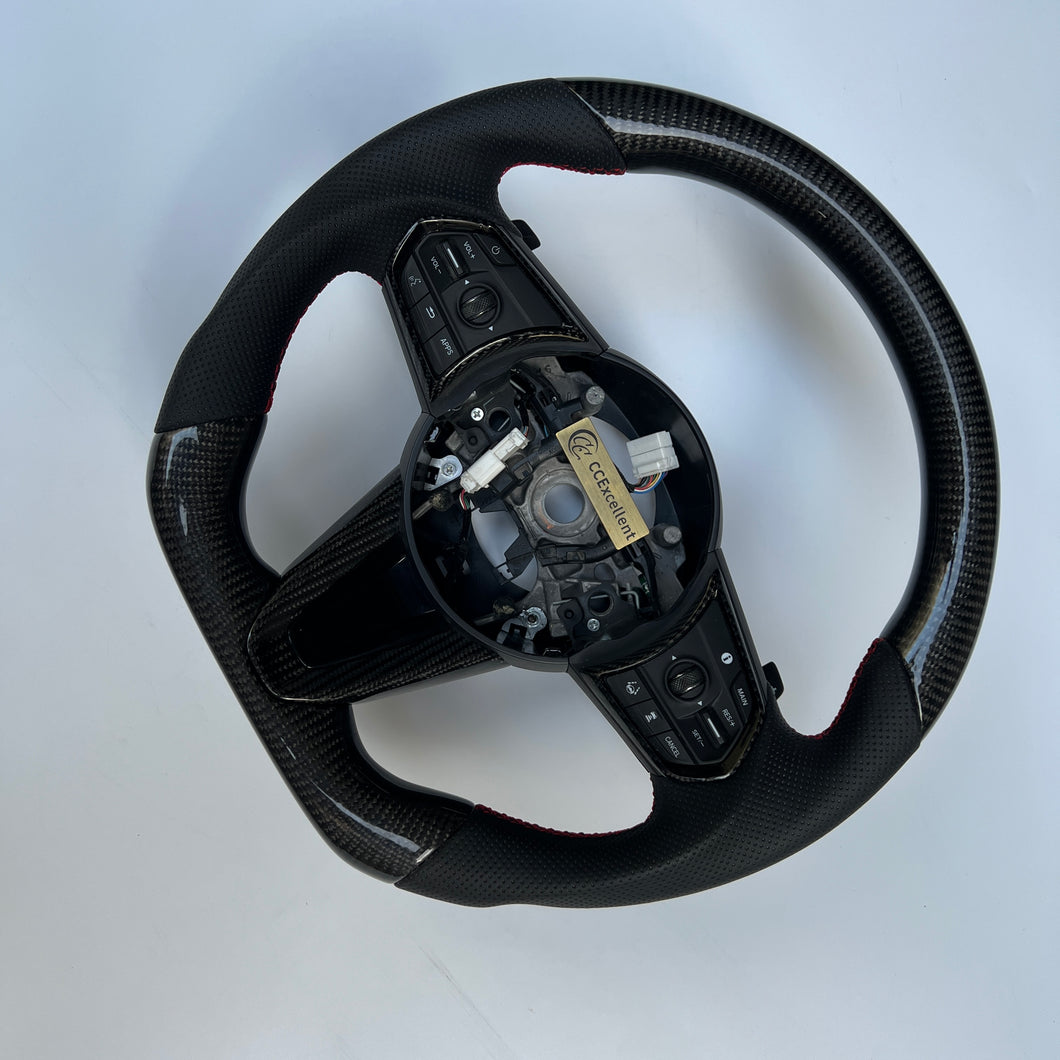 CCexcellent  For Acura RDX 2019 2020 2021 carbon steering wheel with black perforated leather sides