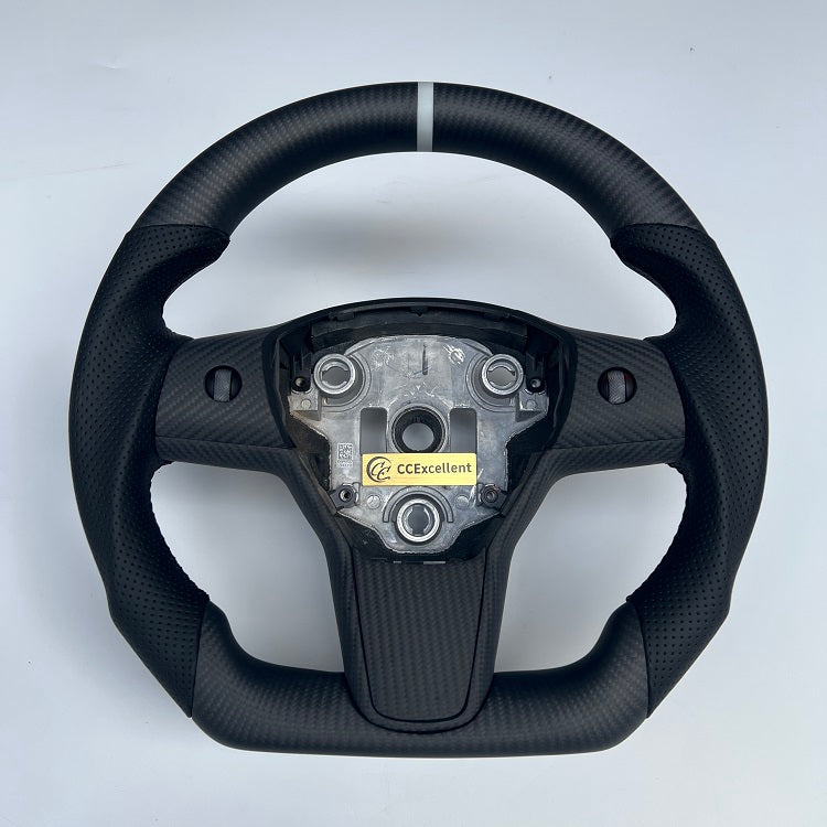 CCexcellent For Tesla Model 3/Model Y Matte carbon fiber steering wheel