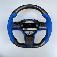 Load image into Gallery viewer, CCexcellent For Tesla Model 3 steering wheel carbon fiber with blue perforated leather
