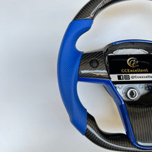 Load image into Gallery viewer, CCexcellent For Tesla Model 3 steering wheel carbon fiber with blue perforated leather
