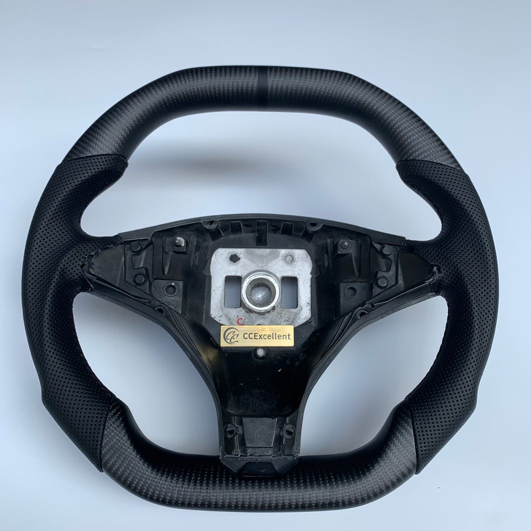 CCexcellent For Tesla Model S carbon fiber steering wheel flat top flat bottom