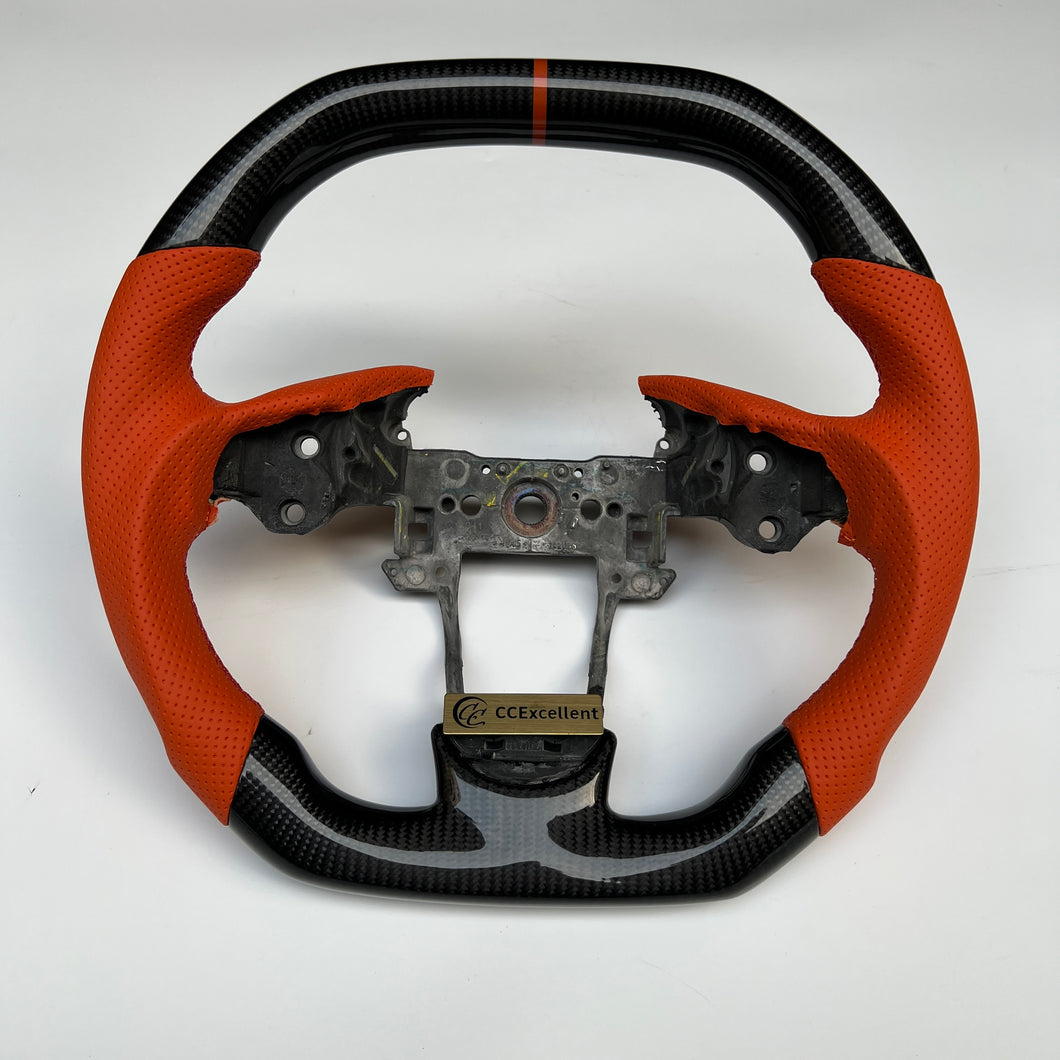 CCexcellent  For Acura ZDX 2009 2010 2011 2012  carbon  fiber steering wheel with brown perforated leather sides