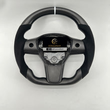 Load image into Gallery viewer, CCexcellent For Tesla Model 3 matte carbon fiber steering wheel with black suede
