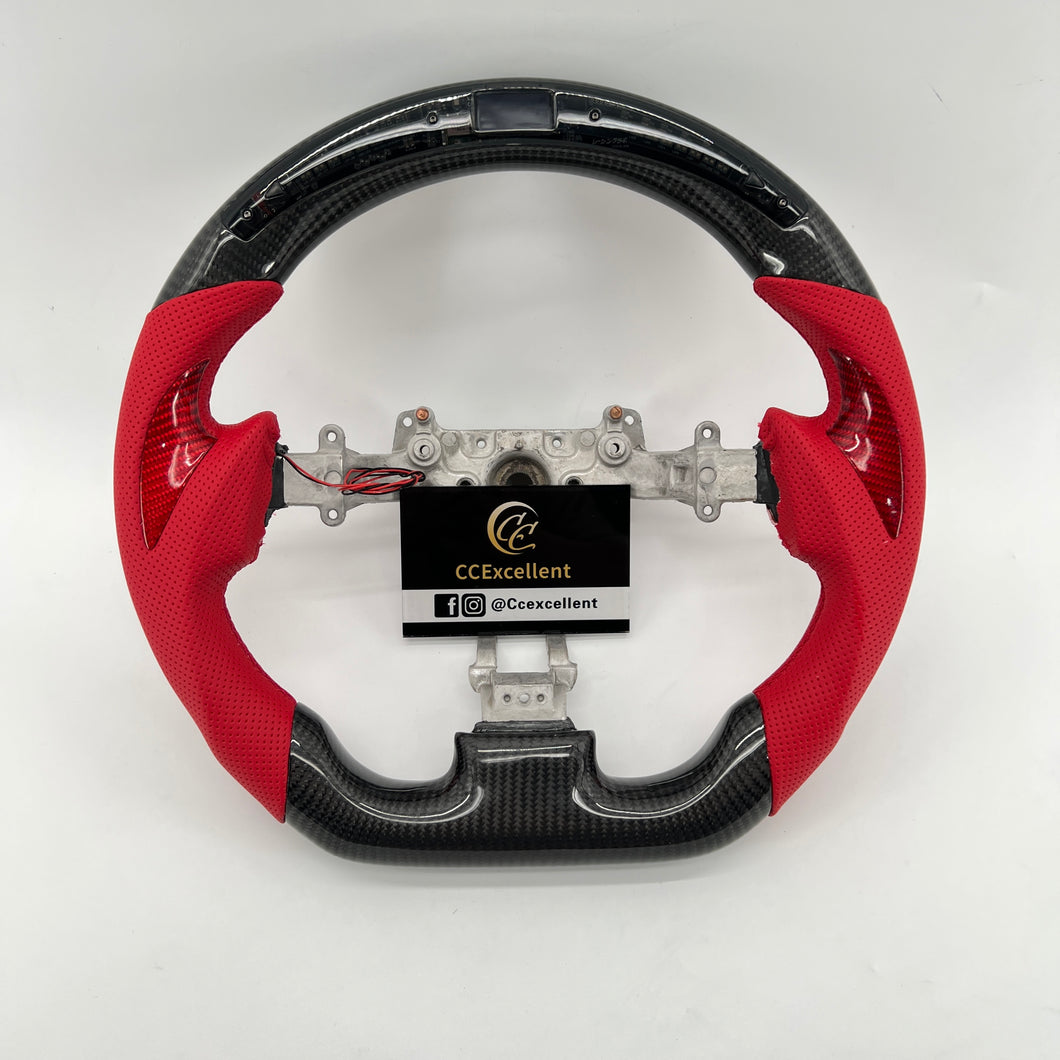 CCexcellent For Nissan 2009 2010 2011 2012 2013 2014 2015 2016 GTR carbon fiber steering wheel with JP LED