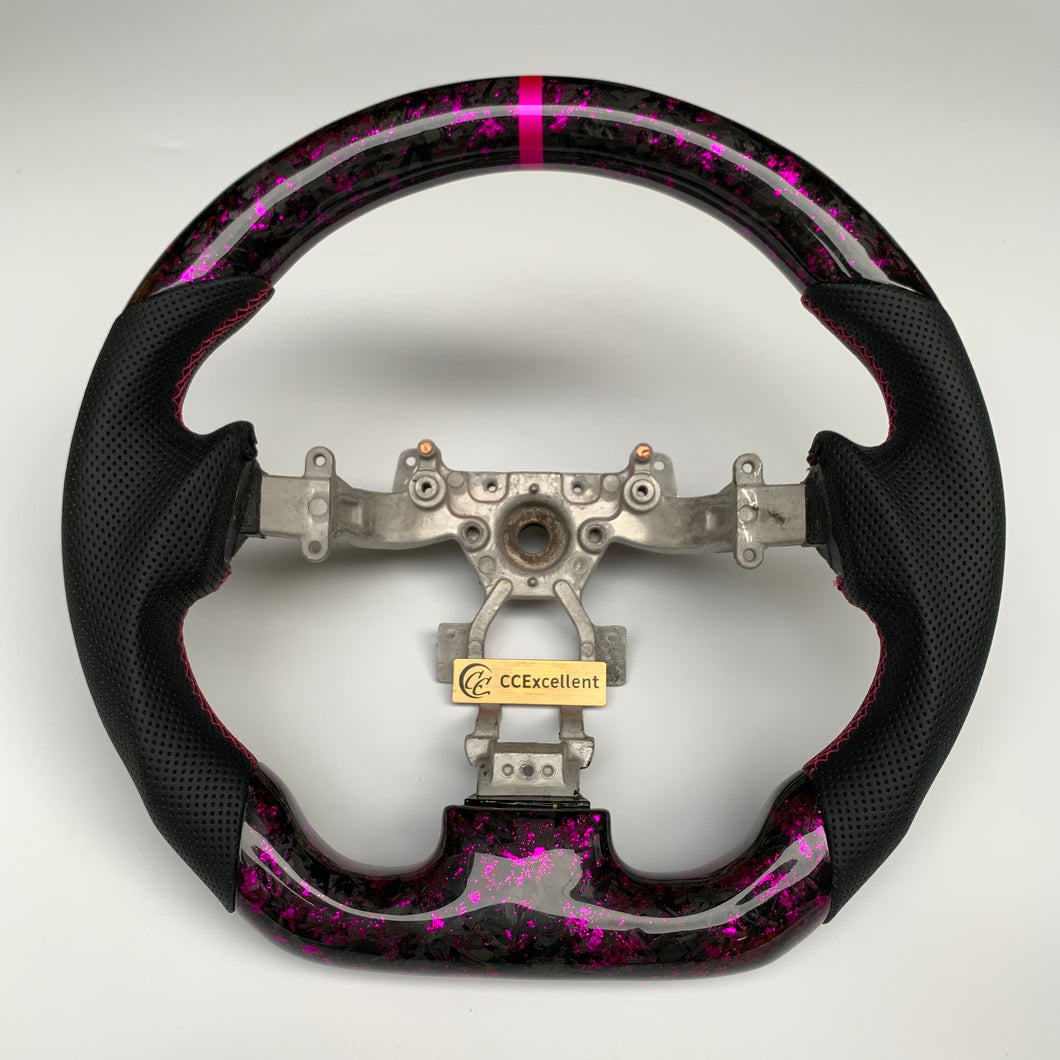 CCexcellent For Nissan GTR R35 2009-2016 carbon fiber steering wheel with pink flake forged carbon