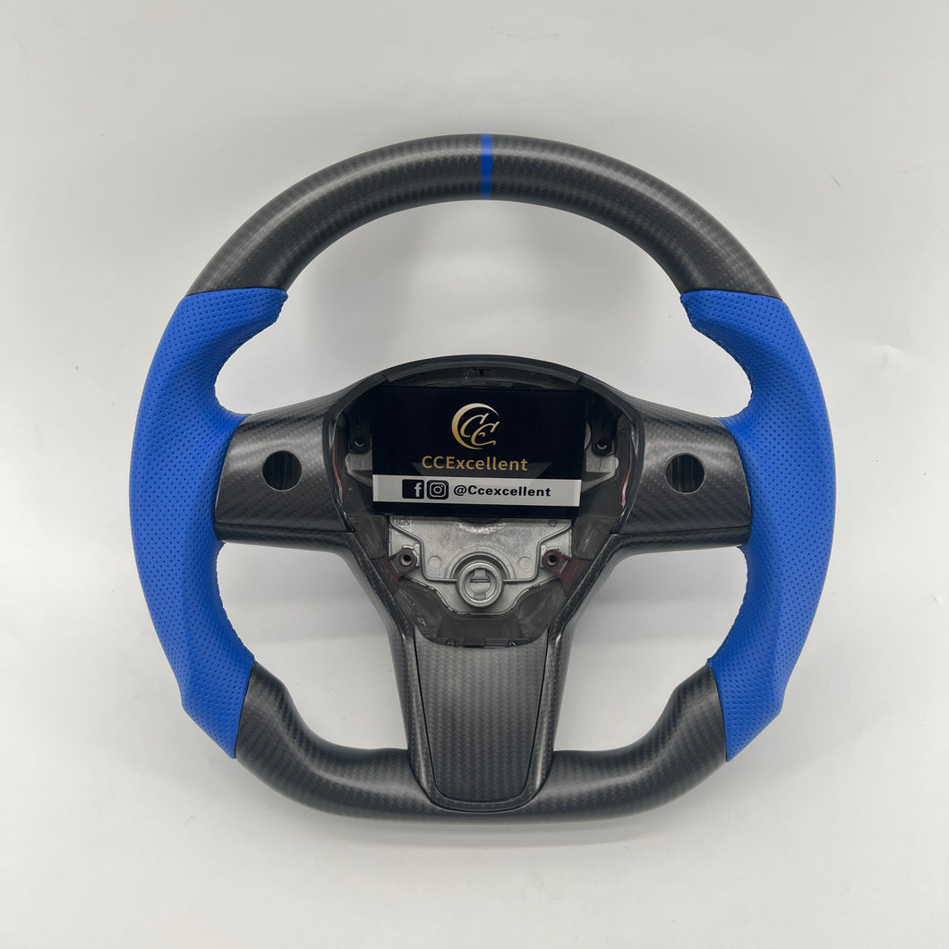 CCexcellent For Tesla Model 3 steering wheel with matte carbon fiber