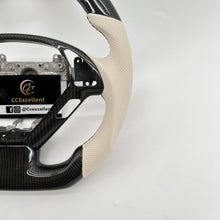 Load image into Gallery viewer, CCexcellent For Infiniti G37/G35 2008/2009/2010/2011/2012/2013 carbon fiber steering wheel with white perforated leather
