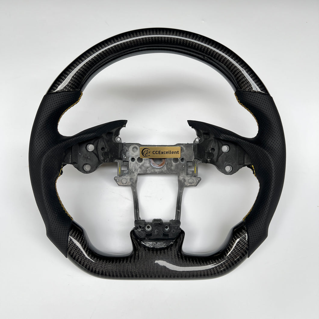 CCexcellent  For Acura TL 2009 2010 2011 2012 2013 2014 carbon  fiber steering wheel with black perforated leather sides