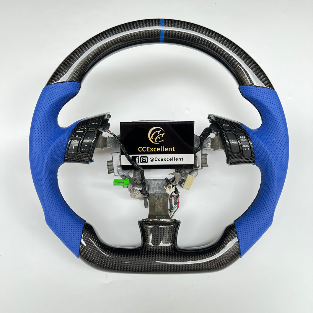 CCexcellent  For Acura TSX 2004 2005 2006 2007 2008 carbon fiber steering wheel with blue perforated leather sides