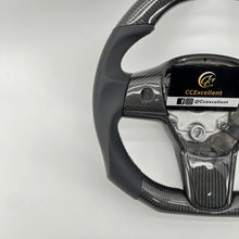 Load image into Gallery viewer, CCexcellent For TeslaModel 3 steering wheel carbon fiber black smooth leather
