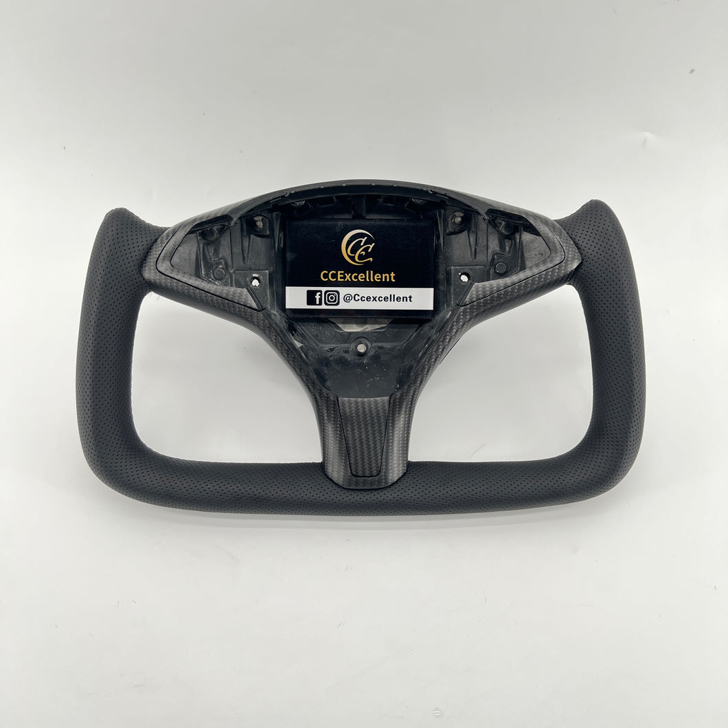 CCexcellent For Tesla Model S carbon fiber steering wheel with Yoke shape design