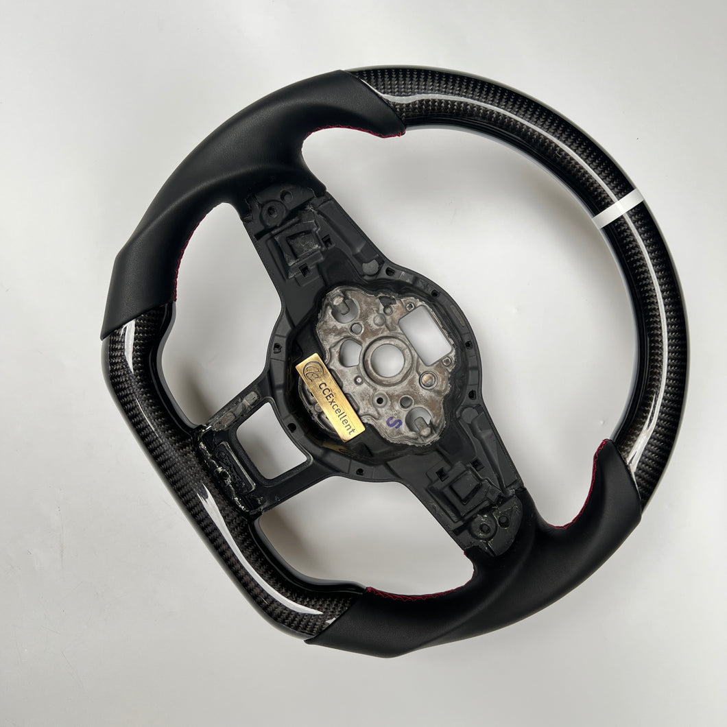 CCExcellent for Volkswagen MK7 2015-2019 carbon fiber steering wheel black smooth leather