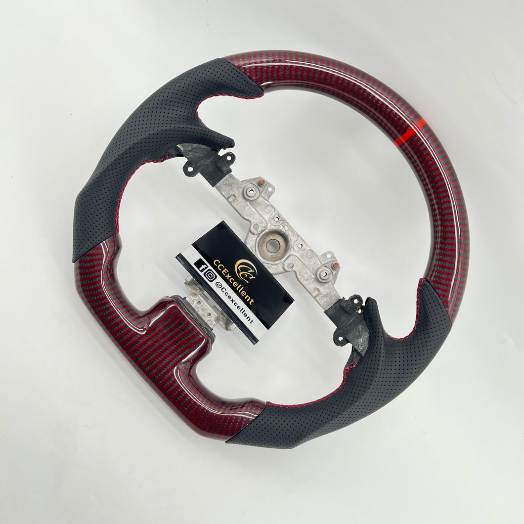 CCexcellent For Infiniti G37 2008/2009/2010/2011/2012/2013 red&black carbon fiber steering wheel 2