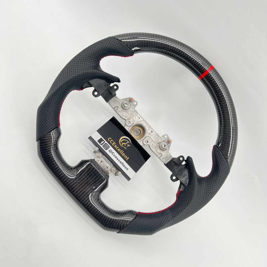 CCexcellent For Infiniti G37 2008/2009/2010/2011/2012/2013 black carbon fiber steering wheel with perforated leather 2