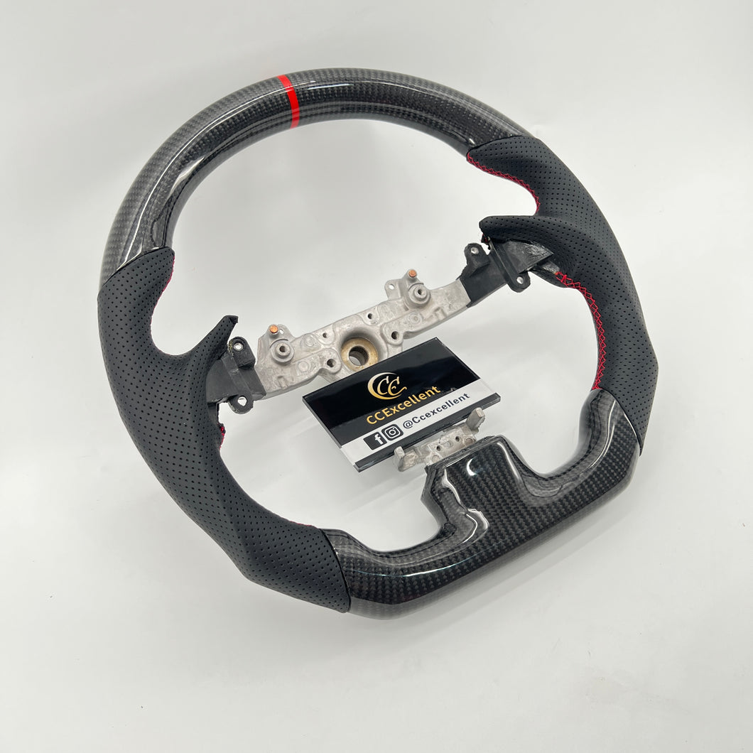 CCexcellent For Infiniti G37 2008/2009/2010/2011/2012/2013 black carbon fiber steering wheel with perforated leather 5