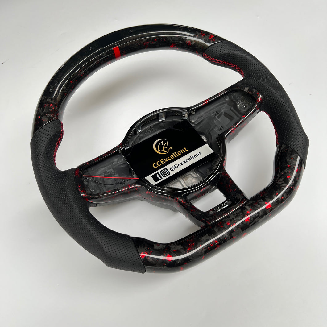 CCExcellent for Volkswagen MK7 2015-2019 carbon fiber steering wheel red stitching