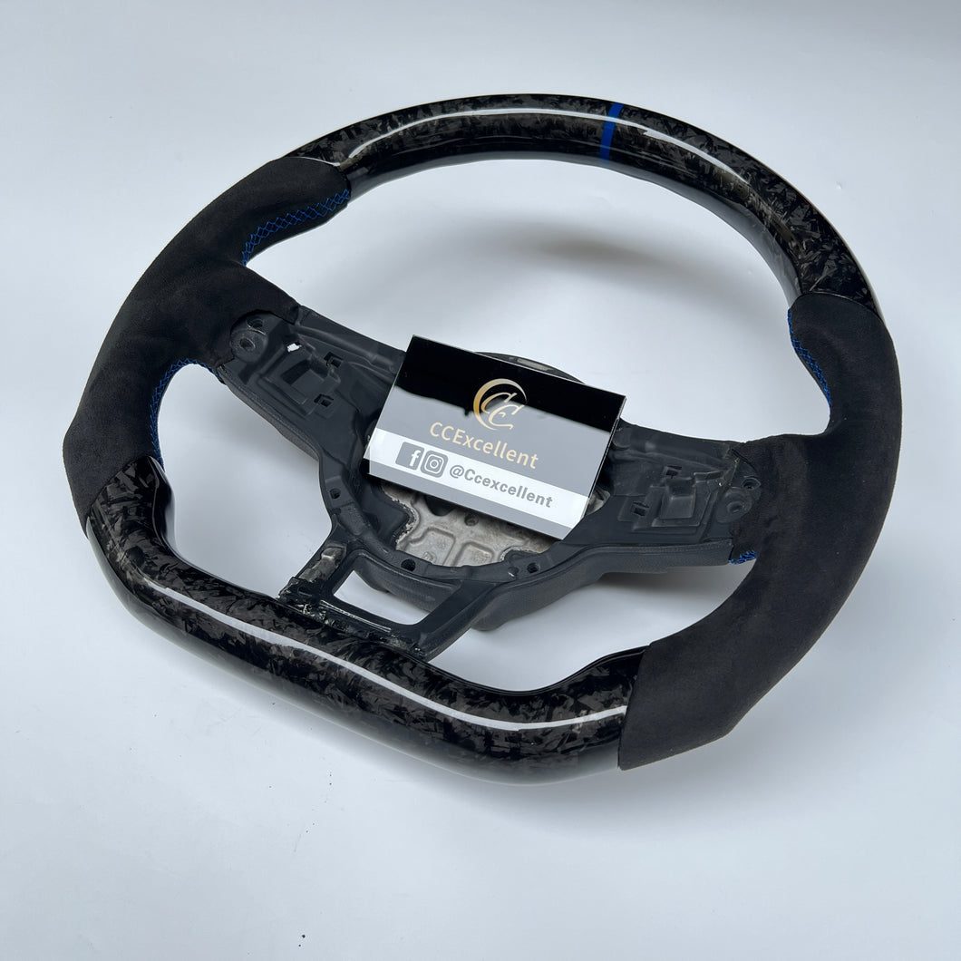 CCExcellent for Volkswagen MK7 2015-2019 carbon fiber steering wheel blue stitching