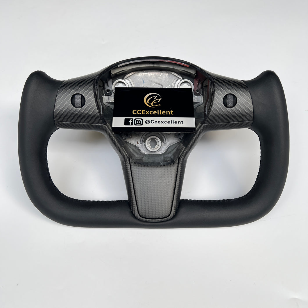 CCexcellent For Tesla Model Y 2017-2021 carbon fiber steering wheel with Yoke design