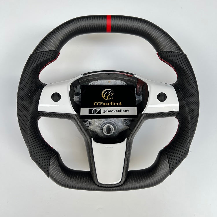 CCexcellent For Tesla Model 3 steering wheel with carbon fiber