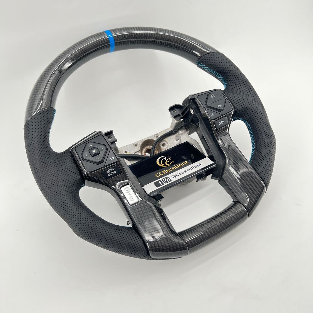 CCExcellent for Toyota Tundra  2018-2020 carbon fiber steering wheel blue stripe