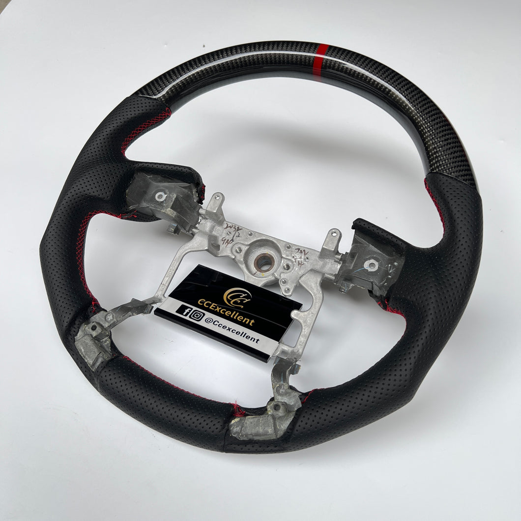 CCExcellent for Toyota Tundra  2014-2020 carbon fiber steering wheel red stitching&stripe