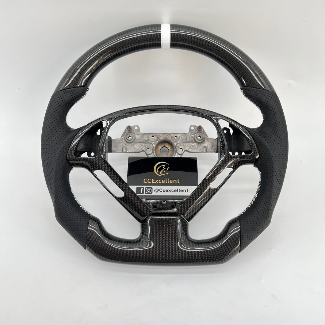 CCexcellent For Infiniti G37 2008/2009/2010/2011/2012/2013 carbon fiber steering wheel with black perforated leather 1