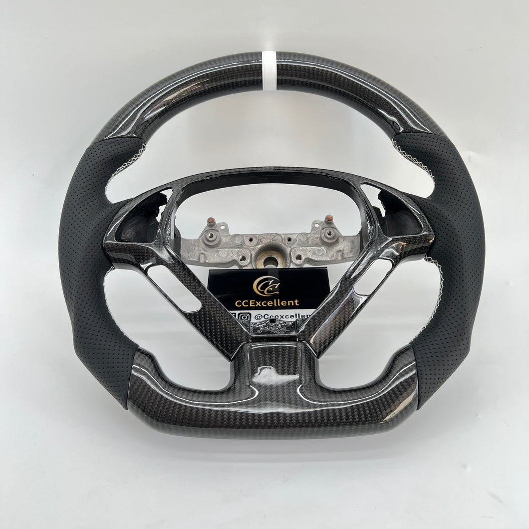 CCexcellent For Infiniti G37 2008/2009/2010/2011/2012/2013 carbon fiber steering wheel with black perforated leather 2