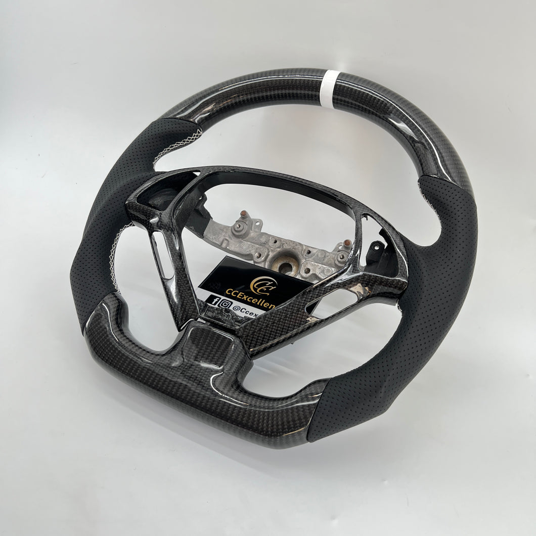 CCexcellent For Infiniti G37 2008/2009/2010/2011/2012/2013 carbon fiber steering wheel with black perforated leather 5