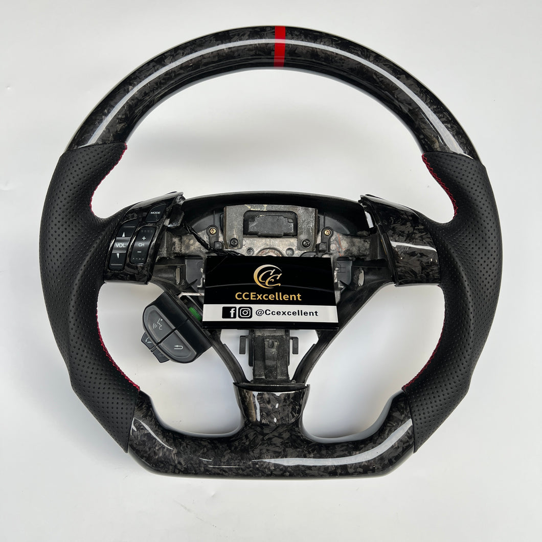 CCexcellent  For Acura 2004 2005 2006 2007 2008 TSX carbon  fiber steering wheel with black perforated leather sides