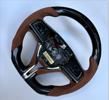 Load image into Gallery viewer, CCexcellent  For Maserati Quattroporte GTS 2013 2014 2015 2016 2017 2018 2019 carbon fiber steering wheel with brown Italian alcantara sides
