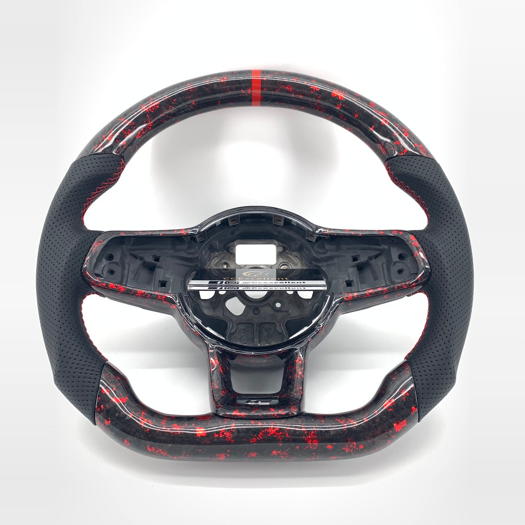 CCExcellent for Volkswagen MK7 2015-2019 carbon fiber steering wheel red stitching