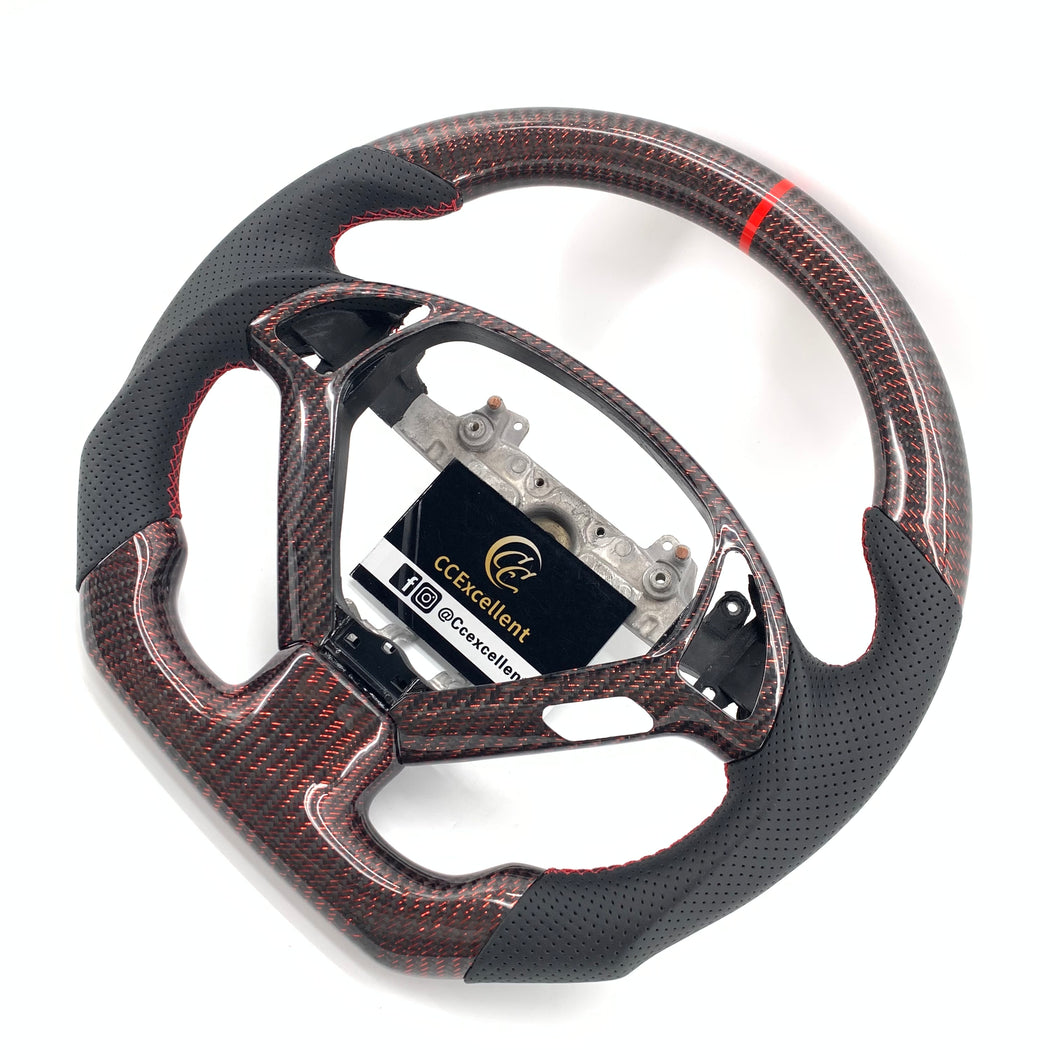 CCexcellent For Infiniti G372008/2009/2010/2011/2012/2013 carbon fiber steering wheel with red wire 4