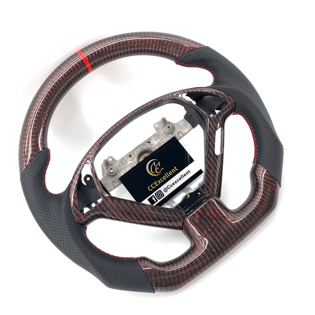 CCexcellent For Infiniti G37 2008/2009/2010/2011/2012/2013 carbon fiber steering wheel with red wire 5